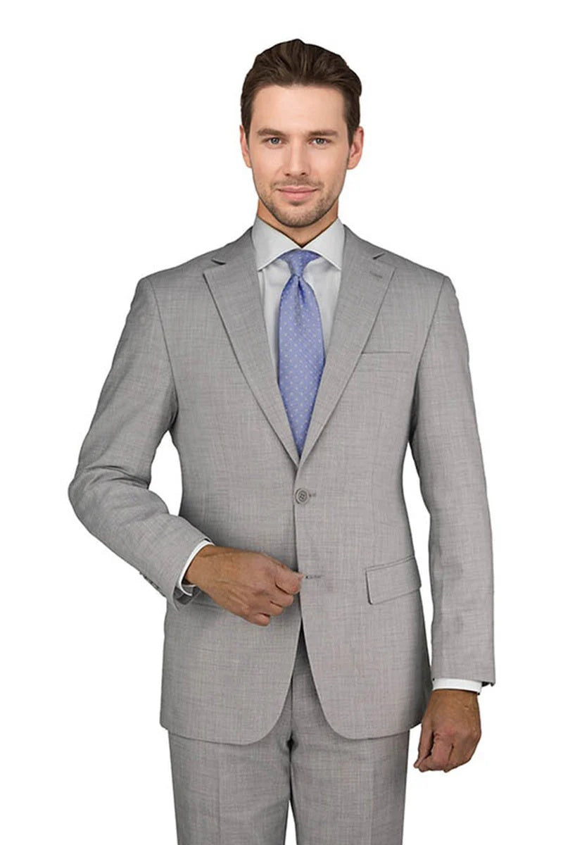 Light Grey Mens Two-Piece Suit – Slim Fit Jacket and Trousers with Tie