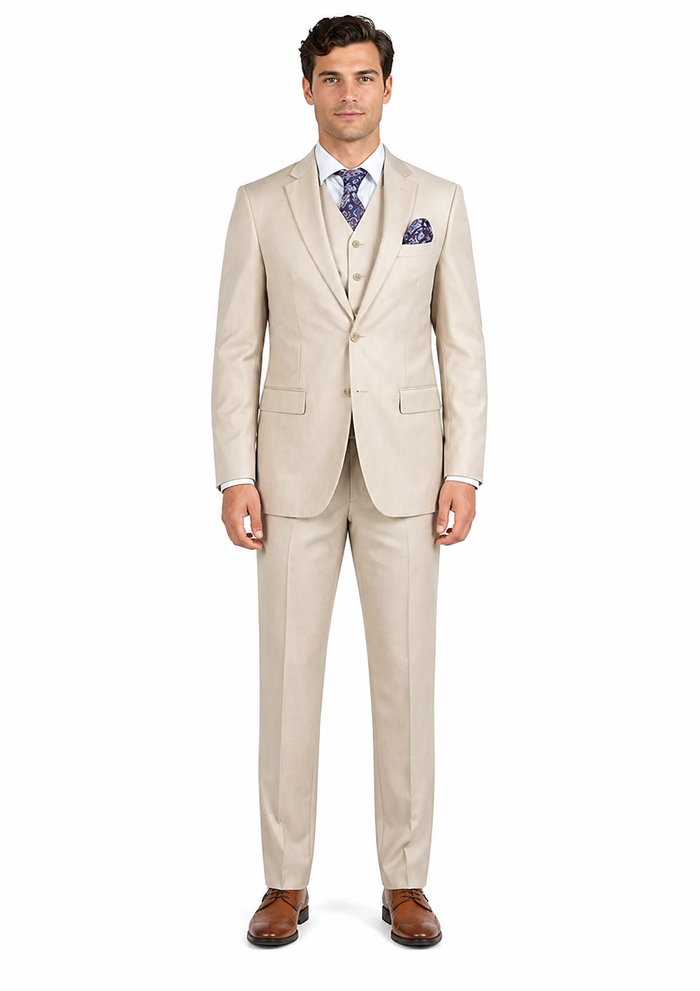 Giorgio Fiorelli Men' 2 Button 3 Piece Double Vents Beige Suit