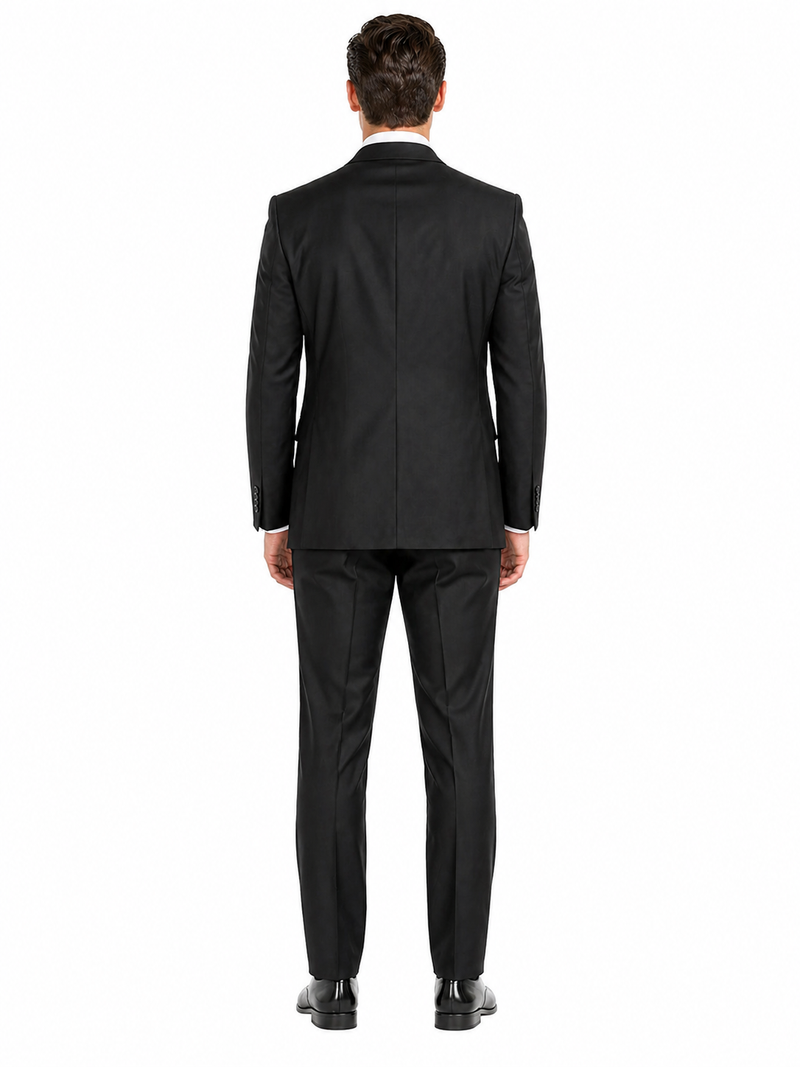 Giorgio Fiorelli Men's 2 Button 3 Piece Modern Fit Suits Black Suit