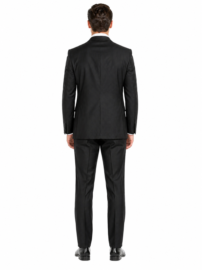 Giorgio Fiorelli Men's 2 Button 3 Piece Modern Fit Suits Black Suit