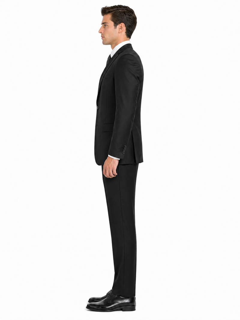 Giorgio Fiorelli Men's 2 Button 3 Piece Modern Fit Suits Black Suit