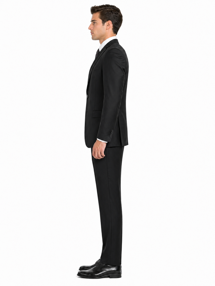 Giorgio Fiorelli Men's 2 Button 3 Piece Modern Fit Suits Black Suit