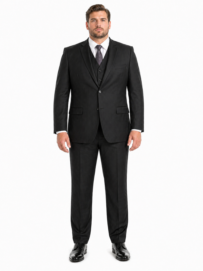 Giorgio Fiorelli Men's 2 Button 3 Piece Modern Fit Suits Black Suit