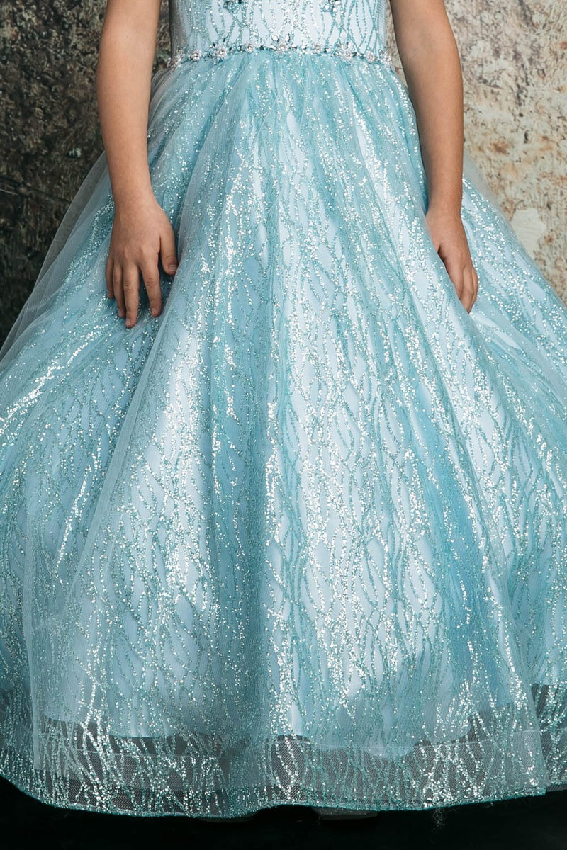 Girls Beaded Sleeveless Glitter Gown by Bella Princess C334