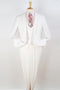 Mens One Button Slim Fit Vested Peak Lapel Skinny Suit in White