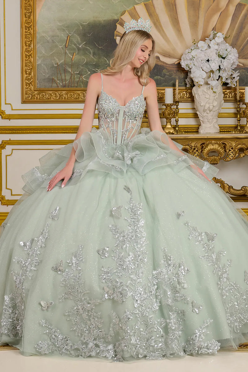 V-Neck Ruffled Ball Gown by Elizabeth KGL3649