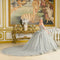 Silver Off-Shoulder Beaded Corset Dress with Cape Sleeves & Train Ball Gown by Elizabeth K GL3711