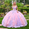 Lilac Off-Shoulder Sweetheart Beaded Corset Lace Appliqué Ball Gown in Lilac by Elizabeth K GL3753