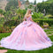 Lilac Off-Shoulder Sweetheart Beaded Corset Lace Appliqué Ball Gown in Lilac by Elizabeth K GL3753