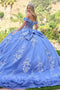 Off-Shoulder V-Neck Corset Beaded Floral Appliqué Embroidered Tulle Ball Gown by Elizabeth K GL3812