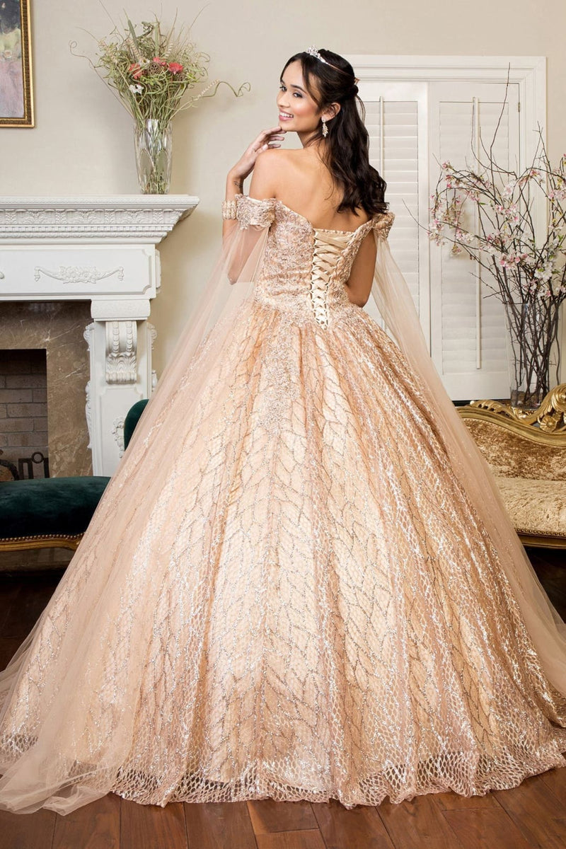 Glitter Off Shoulder Ball Gown by Elizabeth KGL1926