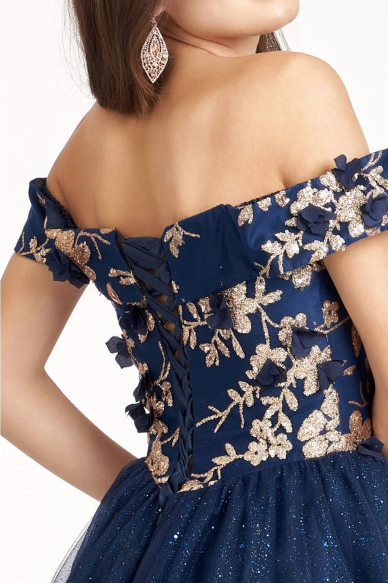Glitter Print Short Off Shoulder Dress by Elizabeth KGS1978