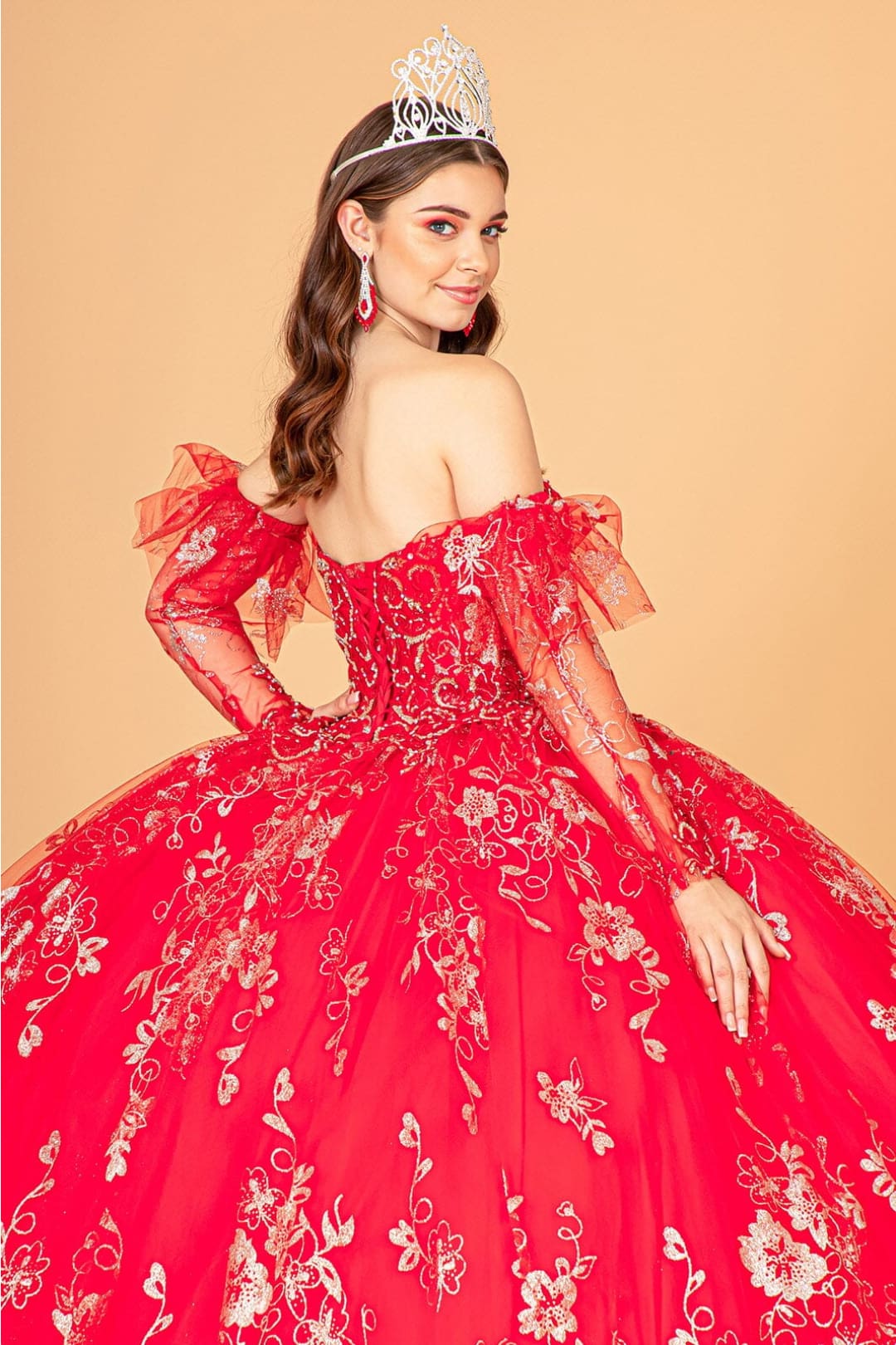 Glitter Print Strapless Ball Gown by Elizabeth KGL1944