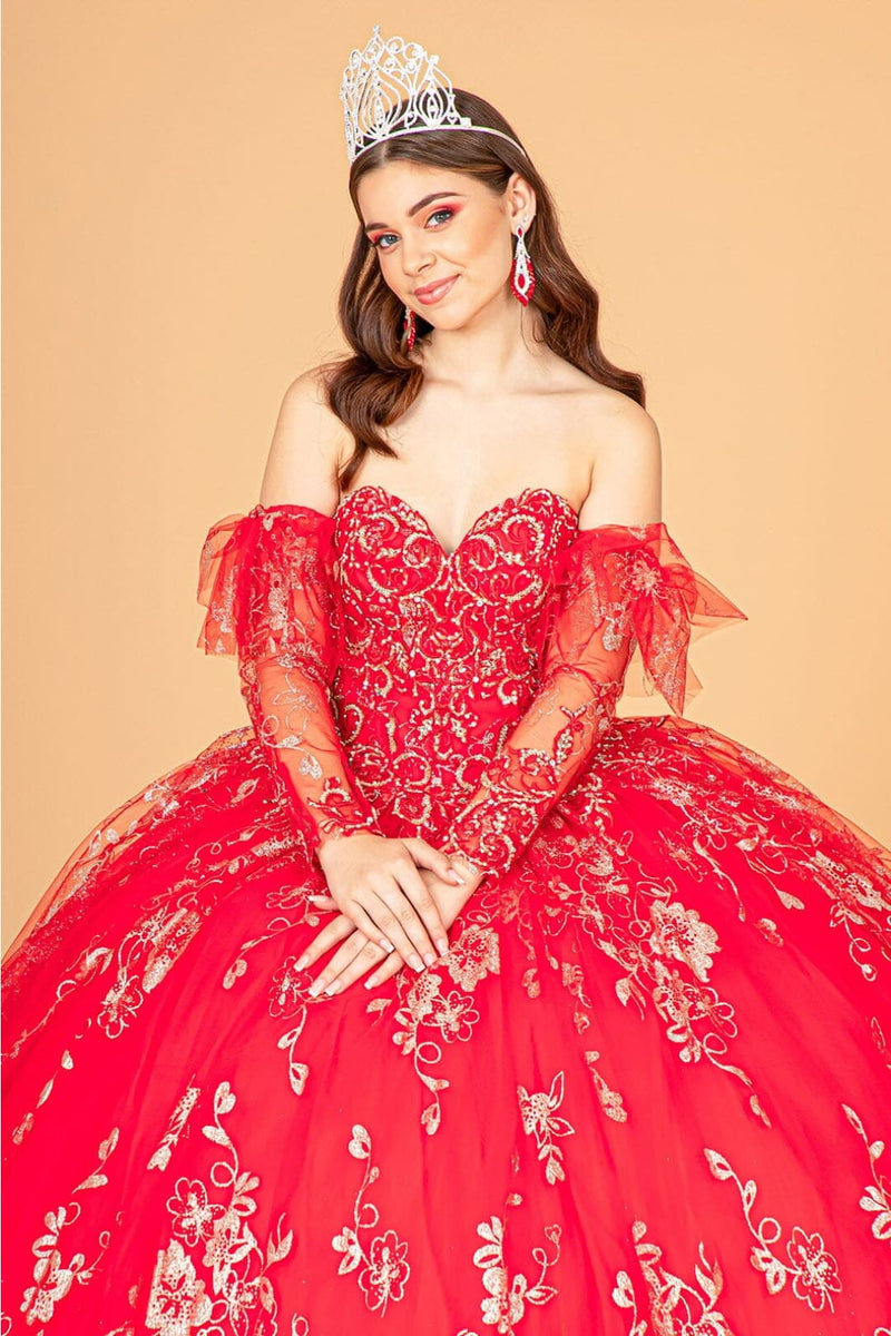 Glitter Print Strapless Ball Gown by Elizabeth KGL1944