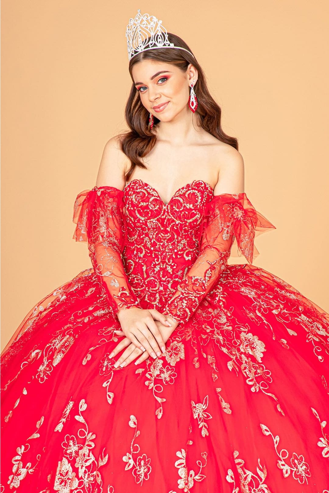 Glitter Print Strapless Ball Gown by Elizabeth KGL1944