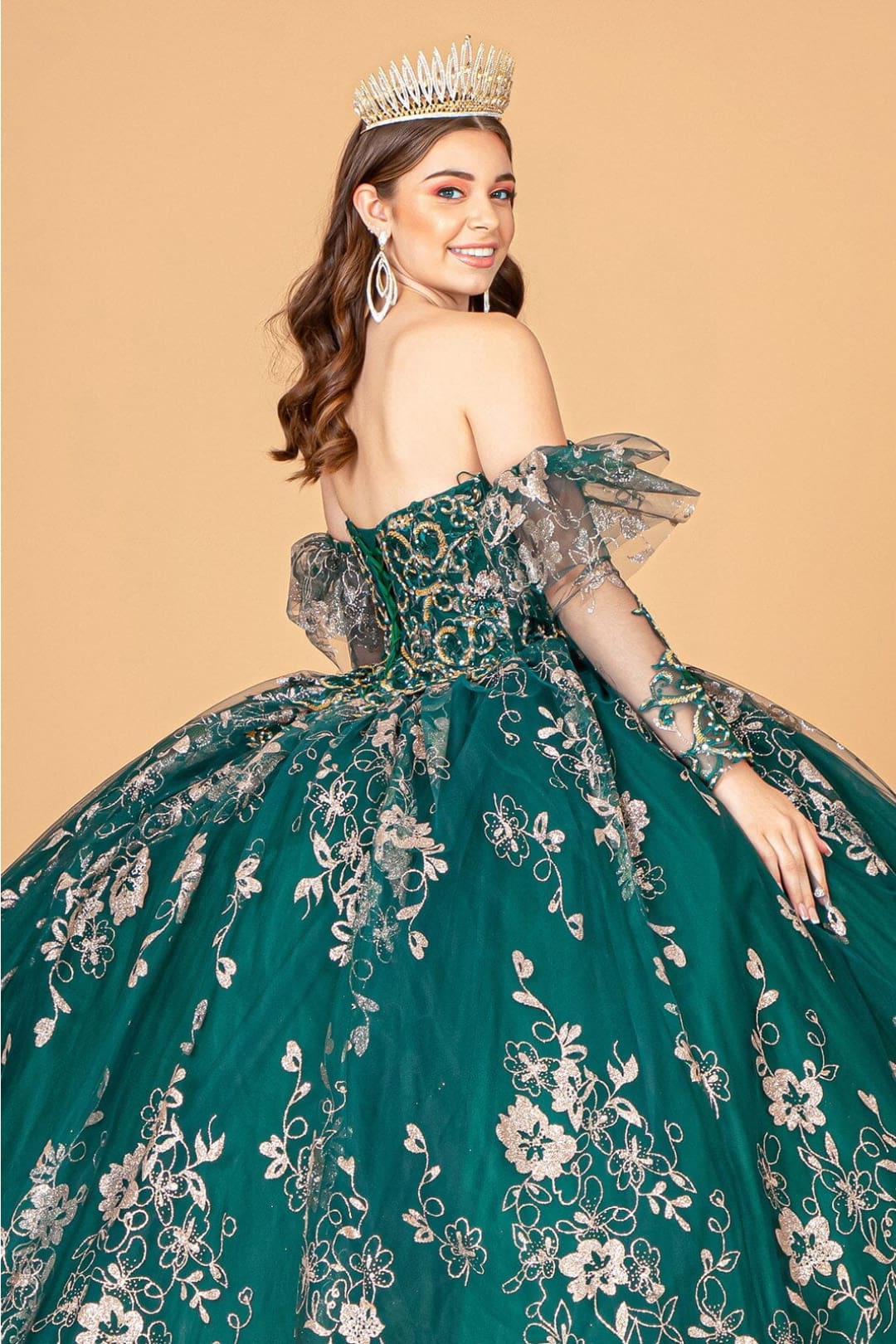 Glitter Print Strapless Ball Gown by Elizabeth KGL1944