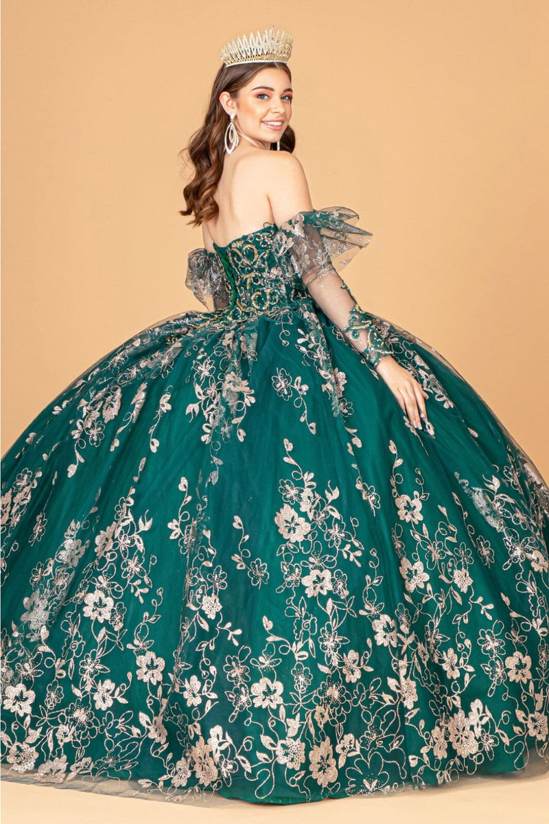 Glitter Print Strapless Ball Gown by Elizabeth KGL1944