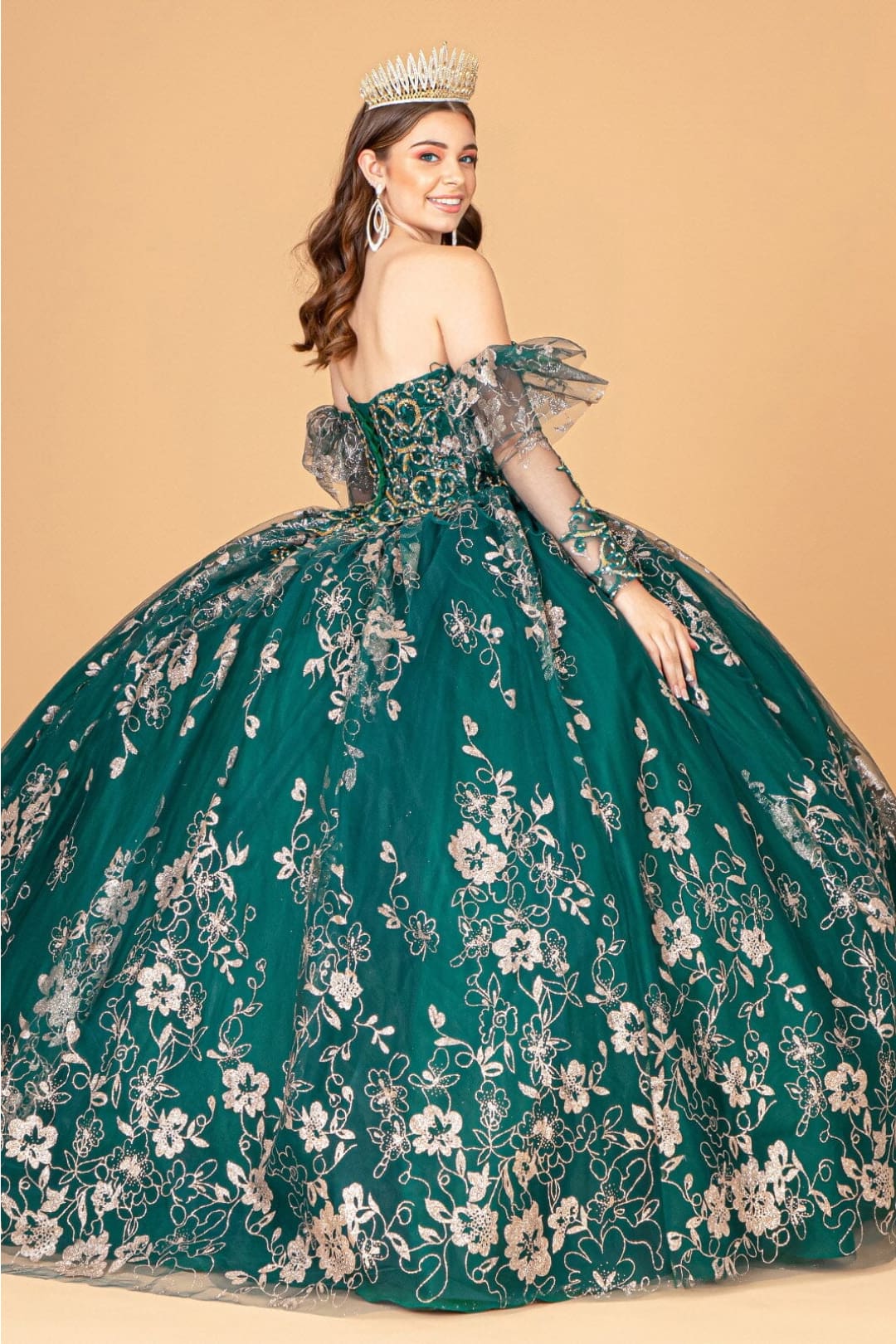 Glitter Print Strapless Ball Gown by Elizabeth KGL1944