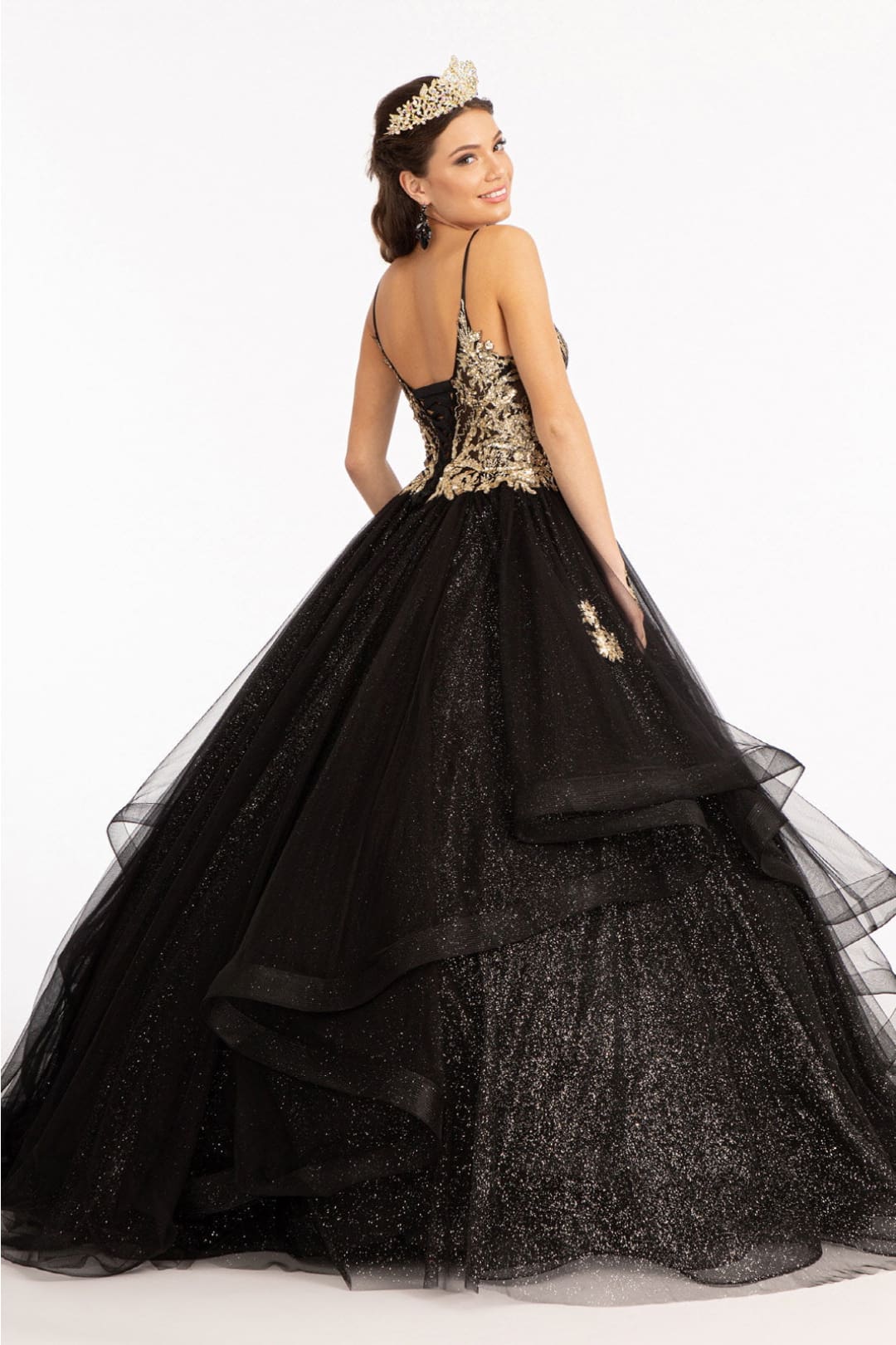 Glitter V-Neck Ball Gown by Elizabeth KGL3021