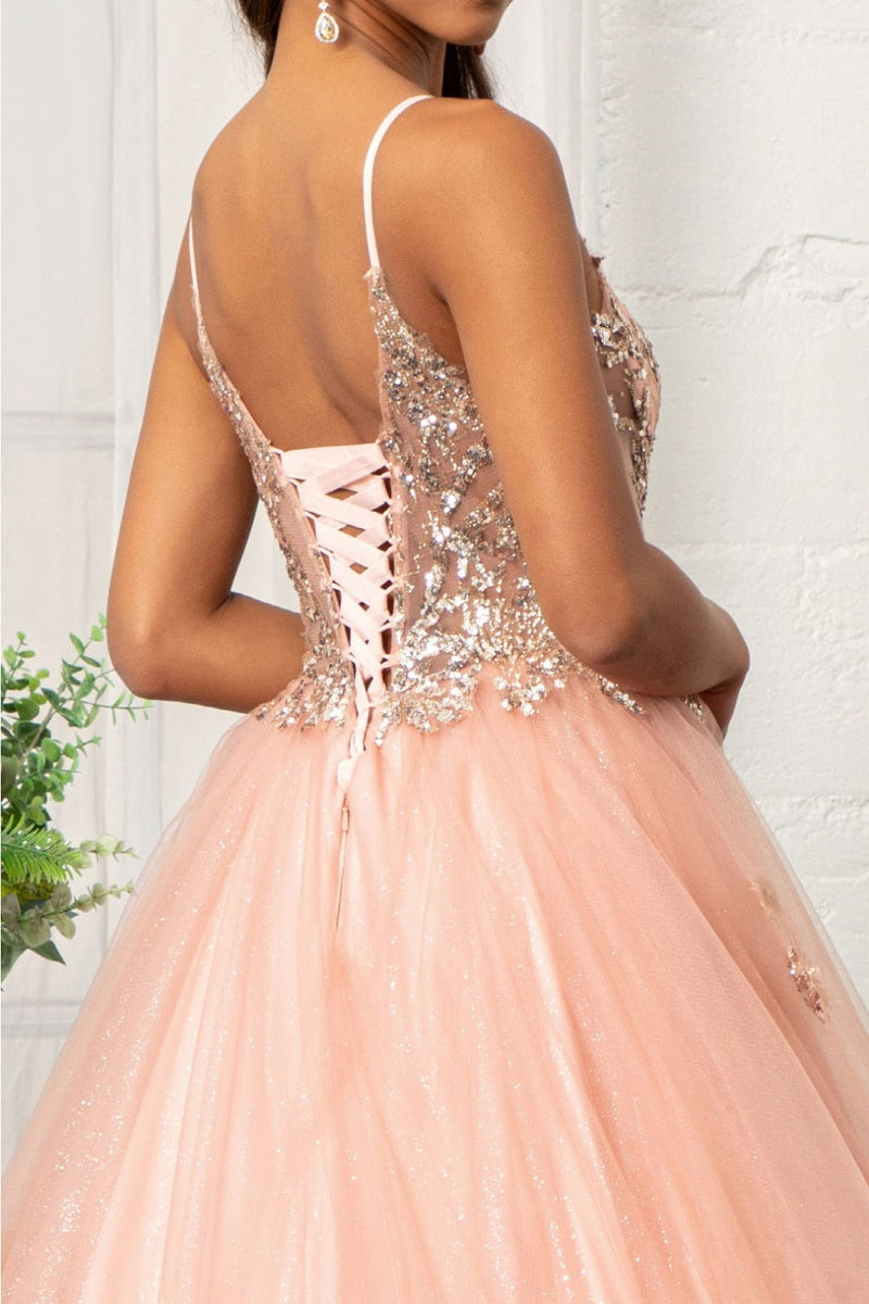 Glitter V-Neck Ball Gown by Elizabeth KGL3021