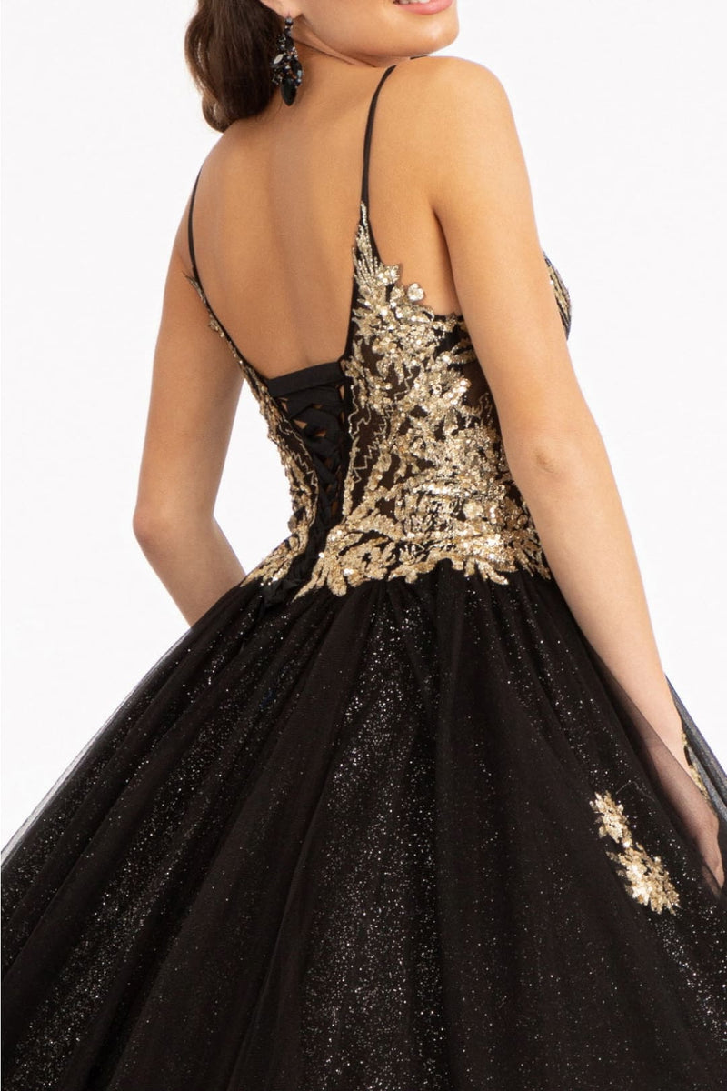 Glitter V-Neck Ball Gown by Elizabeth KGL3021