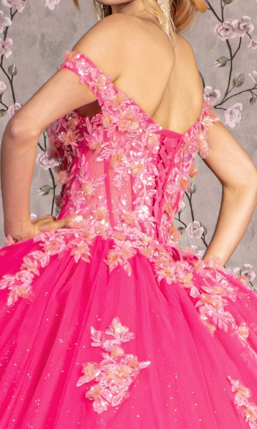 Off Shoulder Quinceañera Ball Gown Glitter Tulle Floral Sweetheart Dress by GLS Gloria GL3469