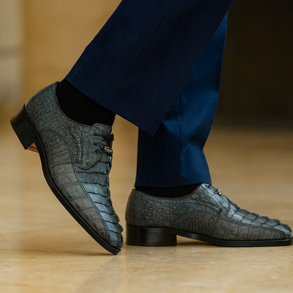 Marco Di Milano Cancun Gray Caiman Crocodile Derby