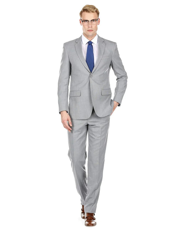 Gray Groomsmen Suits Mens Modern Fit Summer Wedding Suit Light Grey - AlbertoNardoniStore