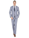 Gray Groomsmen Suits Mens Slim Fit Window Pane Suit Grey - AlbertoNardoniStore