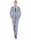 Gray Groomsmen Suits Mens Slim Fit Window Pane Suit Grey - AlbertoNardoniStore