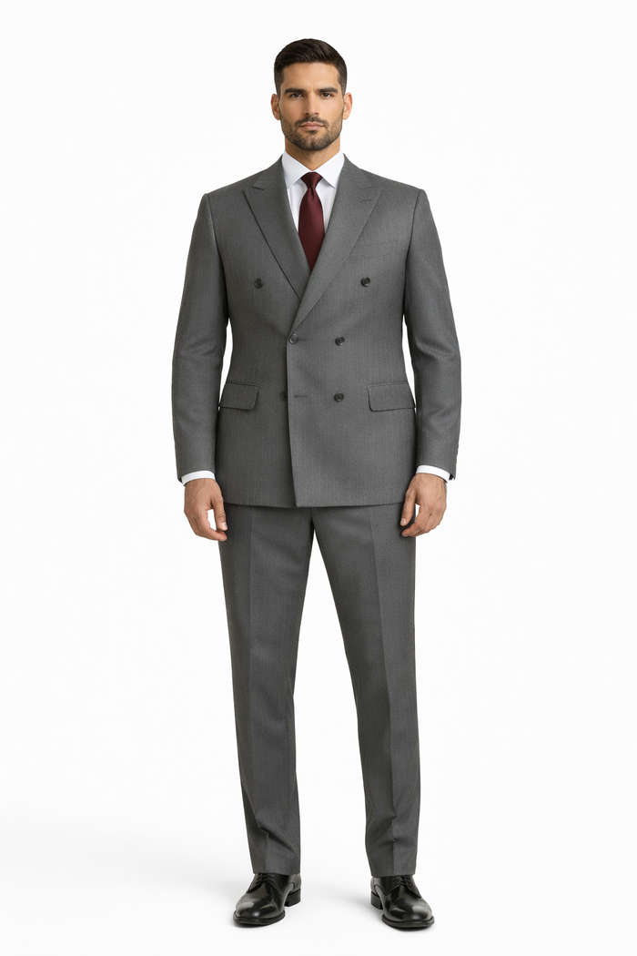 Gray Pinstripe Double Breasted Modern Fit Suits