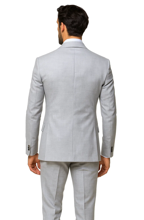  Grey One Button 3 Piece Suit by Rossiman