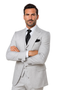 Light grey, three-piece suit: 100% wool. Features a one-button closure, classic fit, matching vest, and wide-leg baggy pleated pants.