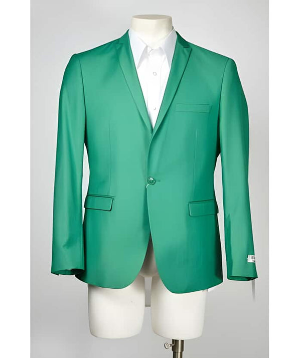 Green Color Blazer Green Peak Collared One Button With Centre Vent Best Cheap Blazer Suit Jacket For Affordable Cheap Priced Unique Fancy For Men Available Big Sizes on sale Men Affordable Sport Coats Sale Jacket