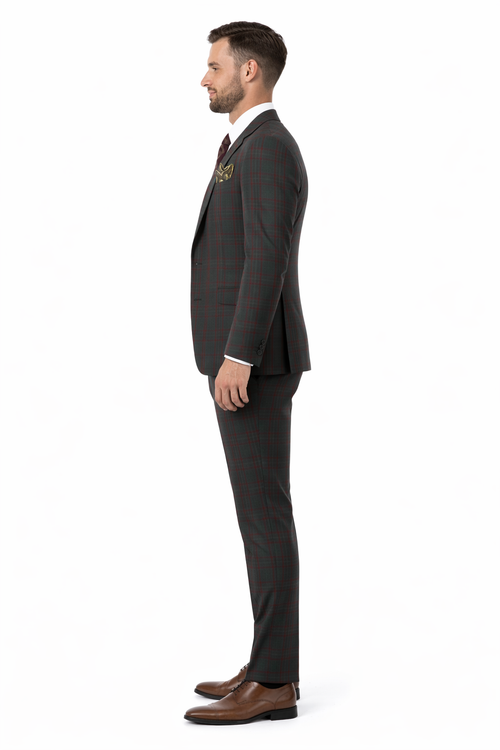 Green Plaid Suits - Mens 3 piece plaid suit - Fashion Suit