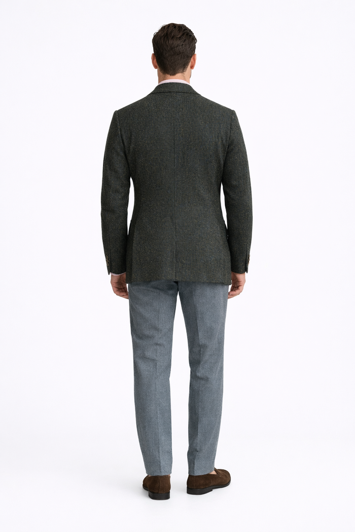 Green Tweed Blazer  - Mens Green Tweed Jacket - Winter - Fall Fabric Tweed Pattern Wool Fabric
