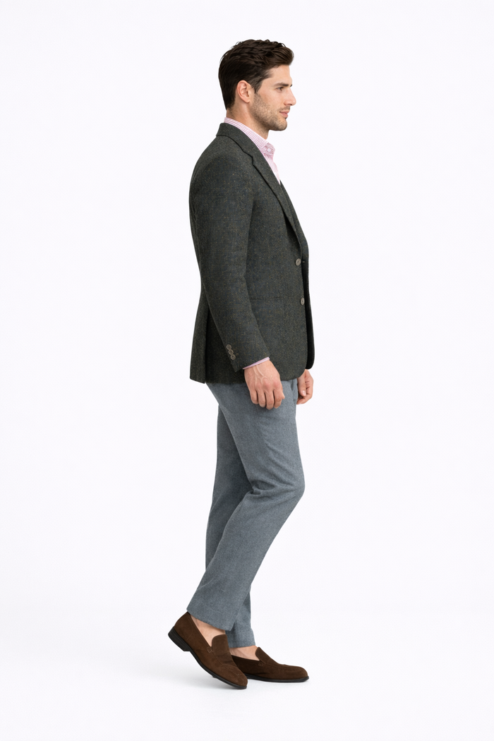 Green Tweed Blazer  - Mens Green Tweed Jacket - Winter - Fall Fabric Tweed Pattern Wool Fabric