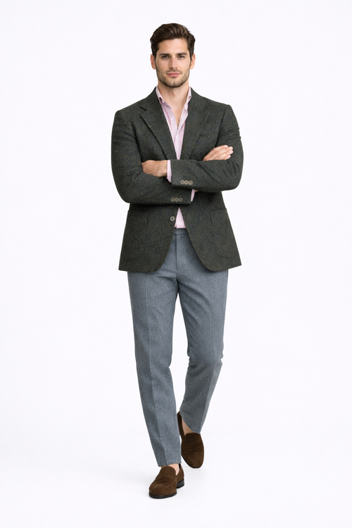 Green Tweed Blazer  - Mens Green Tweed Jacket - Winter - Fall Fabric Tweed Pattern Wool Fabric