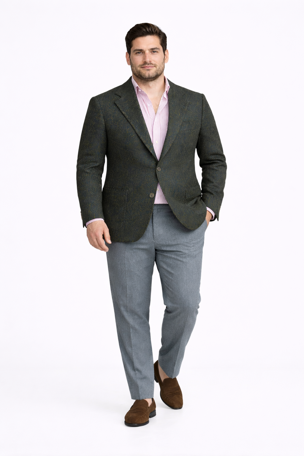 Green Tweed Blazer  - Mens Green Tweed Jacket - Winter - Fall Fabric Tweed Pattern Wool Fabric