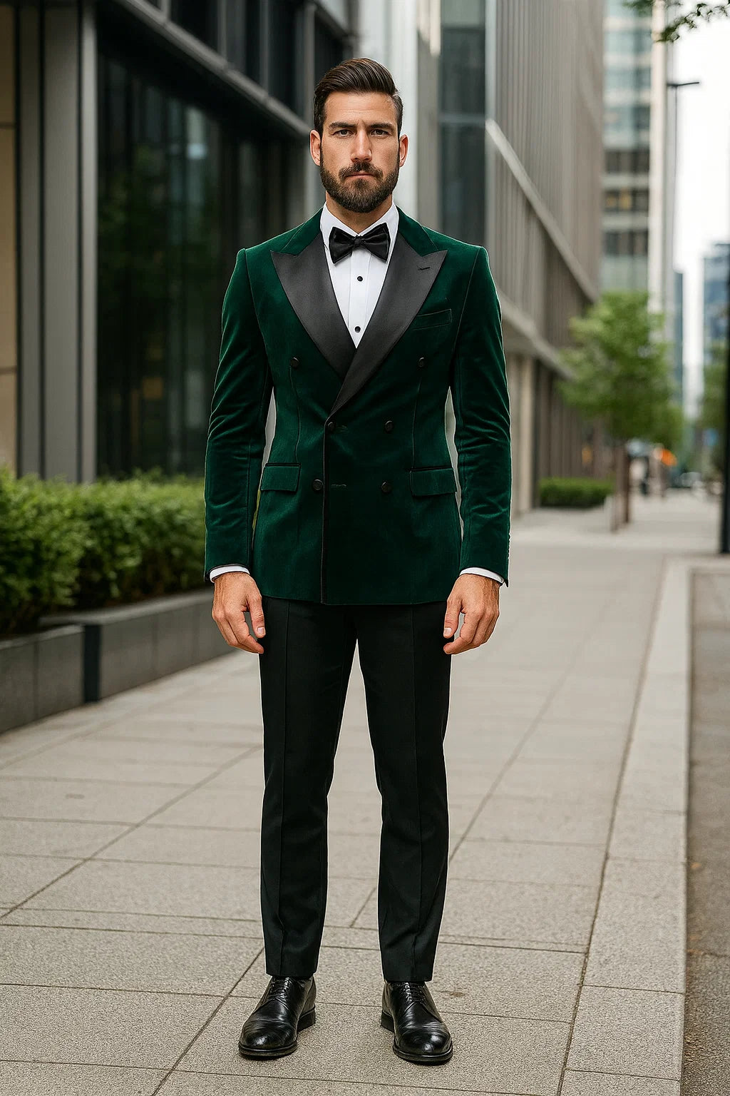 Green Velvet Double Breasted Tuxedo Jacket – Wedding & Prom