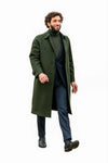 Men’s Olive Green Wool Overcoat Outfit – Winter Business Casual Style