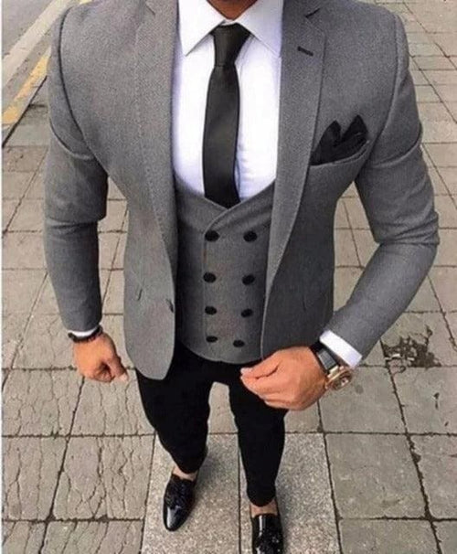 Men Suits Groomsmens Groom Grey