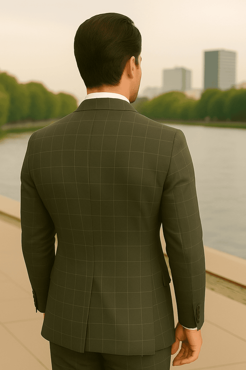 Wool Suit - Italian Made Business Suit by Statement Men's 3 Piece 100% Wool Modern Fit Suit - Fashion Pattern