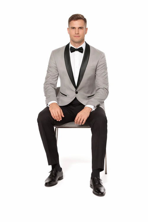 Grey and Black Suit - Gray Tuxedo - Two Pieces Mens Suit