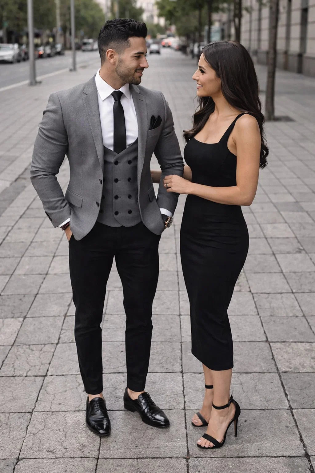 Men’s Grey Slim Fit 2-Piece Suit – Jacket + Pants Combination | Notch Lapel Formal Business Suit