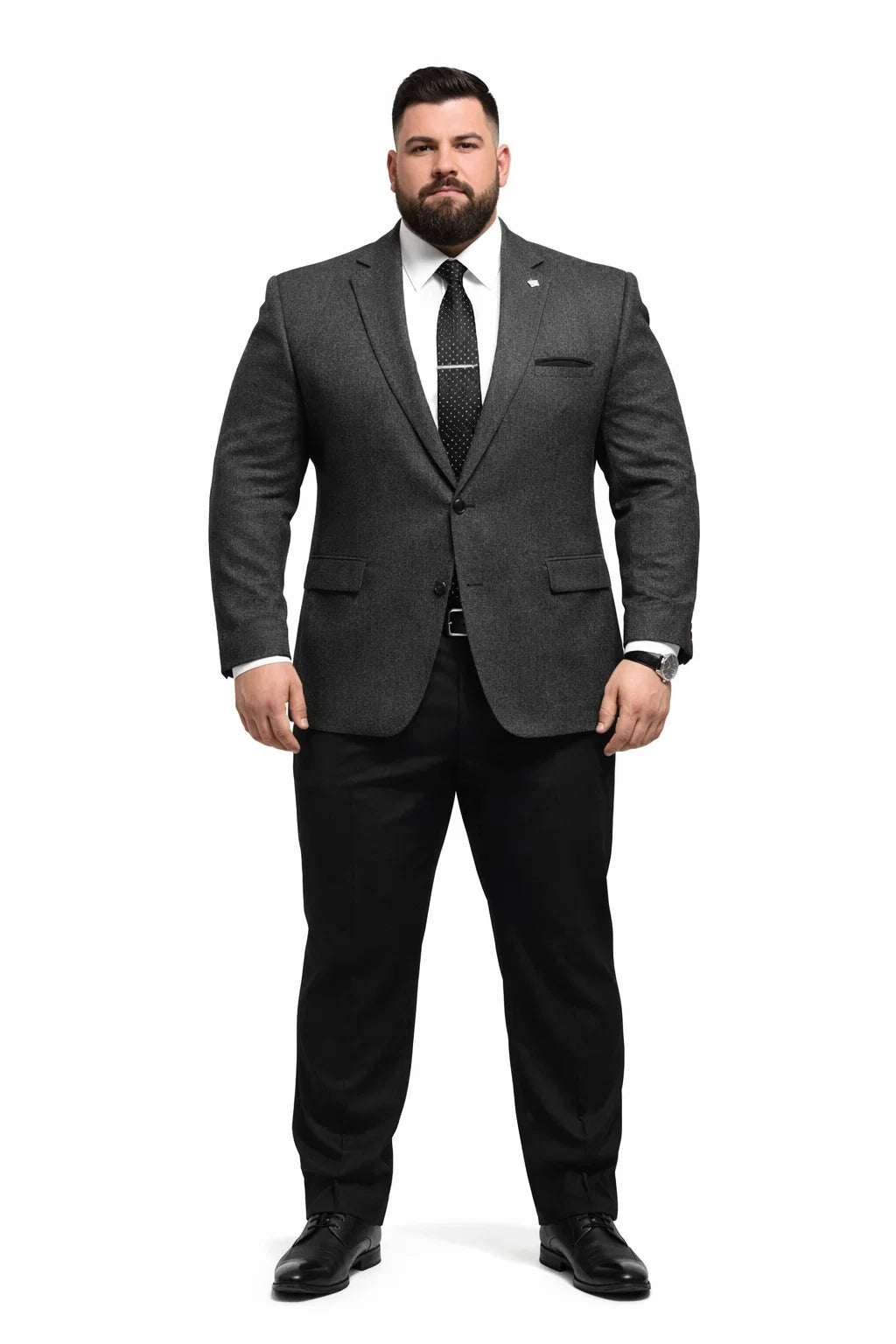 Men's Grey Suit Jacket with Black Pants Slim Fit 2-Piece Suit | Jacket + Pants Combination | Alberto Nardoni Men's Grey Suit Jacket with Black Pants Slim Fit 2-Piece Suit | Jacket + Pants Combination | Alberto Nardoni