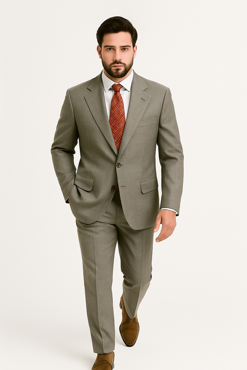 Mens Regal Fit Suit - Beige Suit