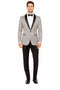 Men’s One Button Closure Grey Suit Jacket + Pants Combination – Black Dress Pants