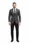 Grey Suit Jacket Black Pants - Satin Peak Lapel - Two Button Closure Suit