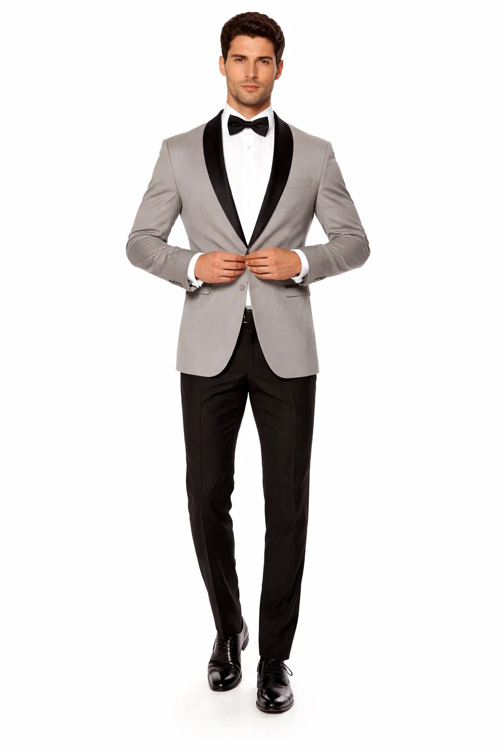Grey and Black Suit - Gray Tuxedo - Two Pieces Mens Suit